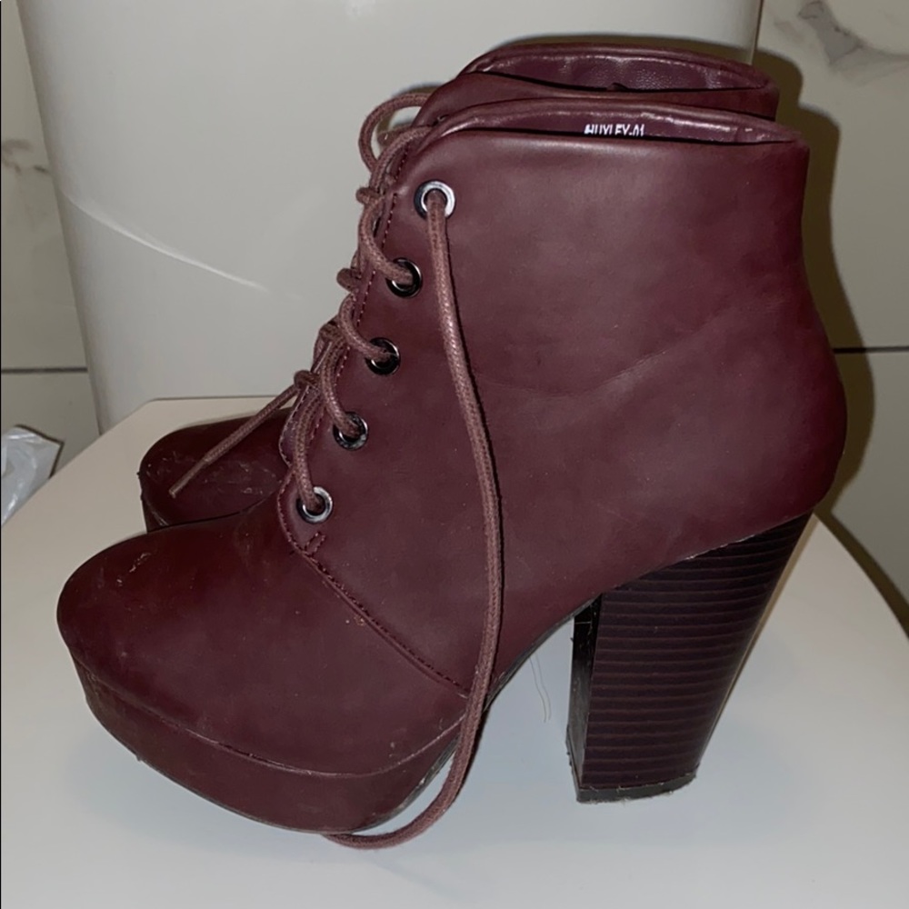 Maroon Laced Booties